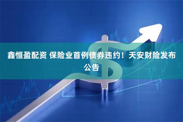 鑫恒盈配资 保险业首例债券违约！天安财险发布公告